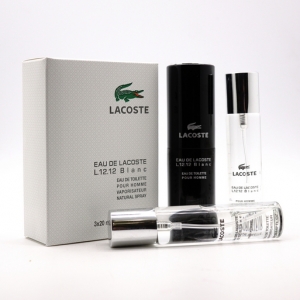 LACOSTE L.12.12 BLANC (WHITE), мужской дорожный набор 3*20 мл